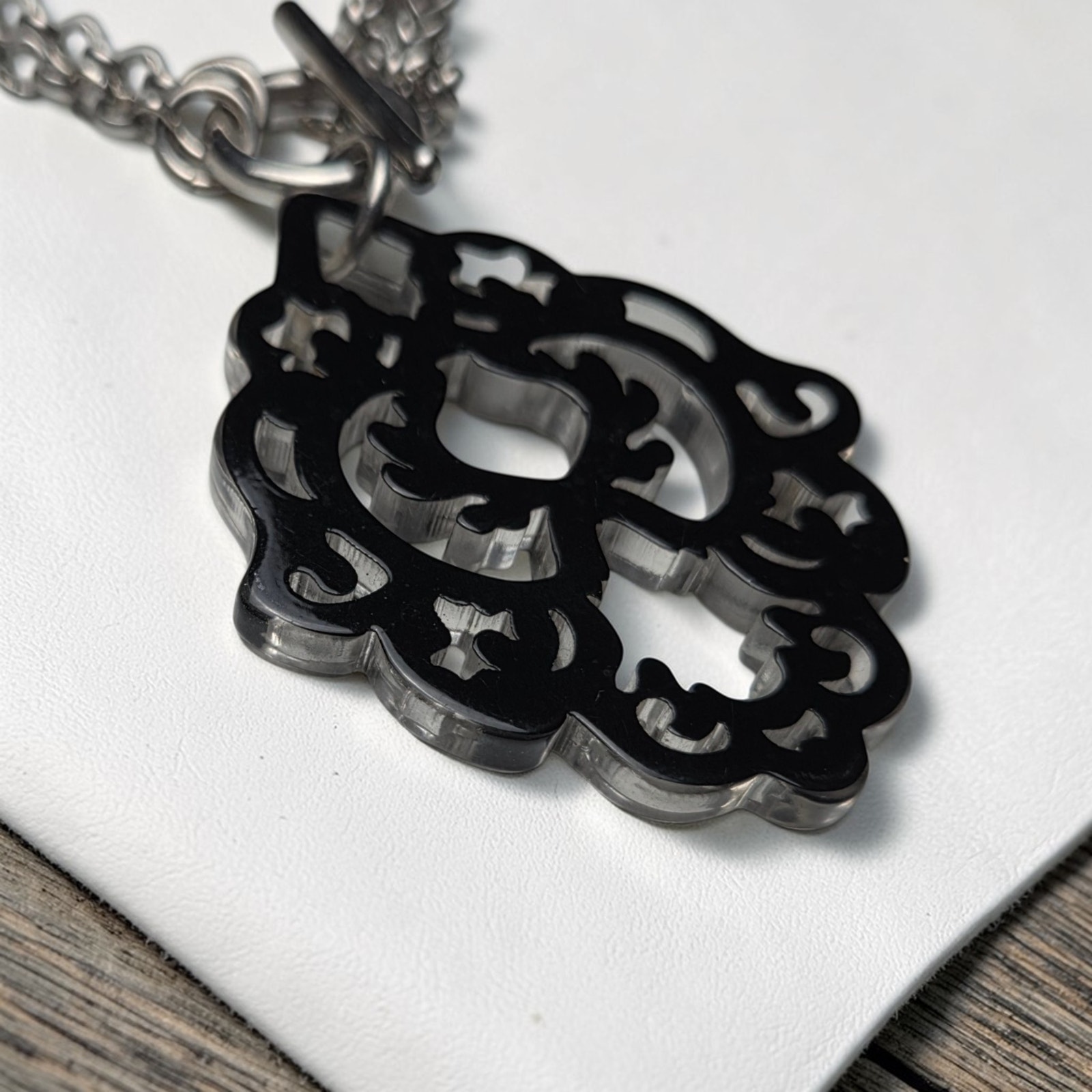 Unique Black Clear Moroccan Style Pendant Necklace 15$